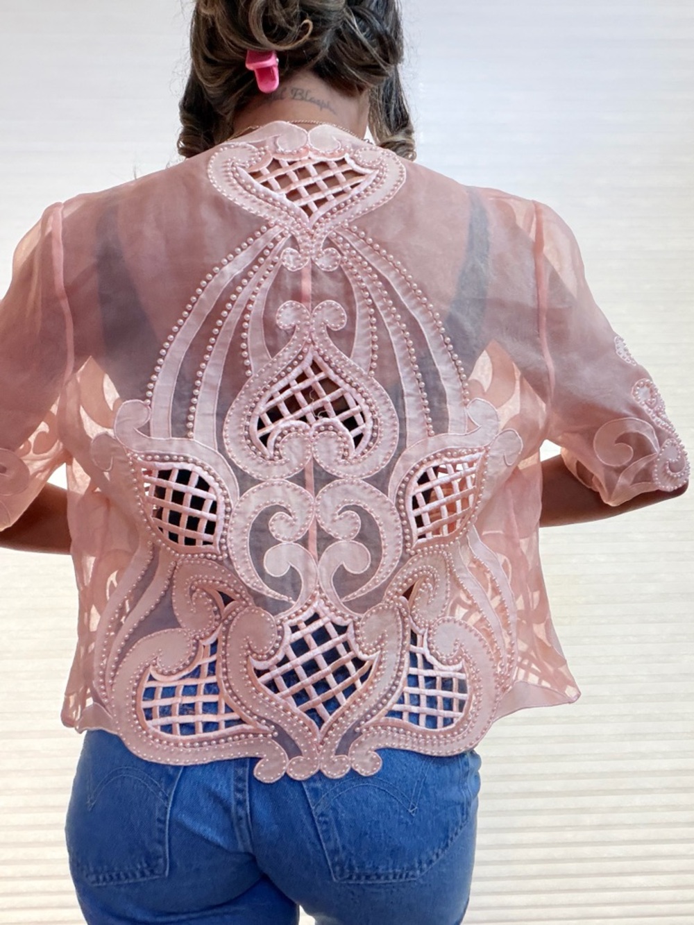 Vintage Orlando Rossi Sheer Beaded Organza Jacket - Picture 4 of 7